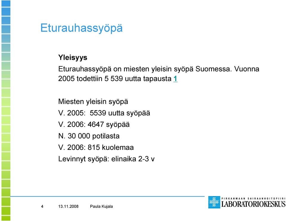 Vuonna 2005 todettiin 5 539 uutta tapausta 1 Miesten yleisin