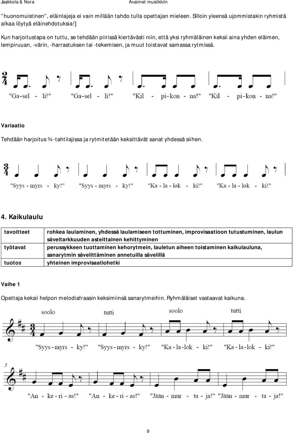 Avaimet musiikkiin. Pedagoginen oppimateriaali musiikkioppilaitosten  käyttöön. Soila Jaakkola ja Anna Nora - PDF Free Download