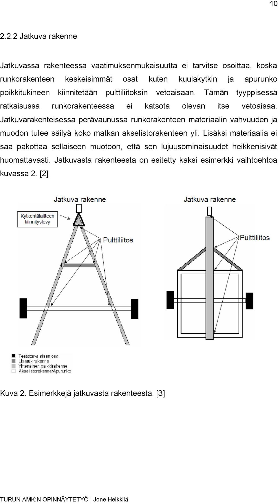 Jatkuvarakenteisessa perävaunussa runkorakenteen materiaalin vahvuuden ja muodon tulee säilyä koko matkan akselistorakenteen yli.