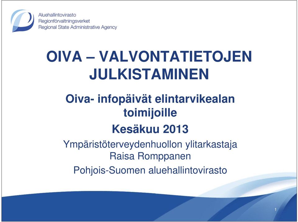 2013 Ympäristöterveydenhuollon ylitarkastaja