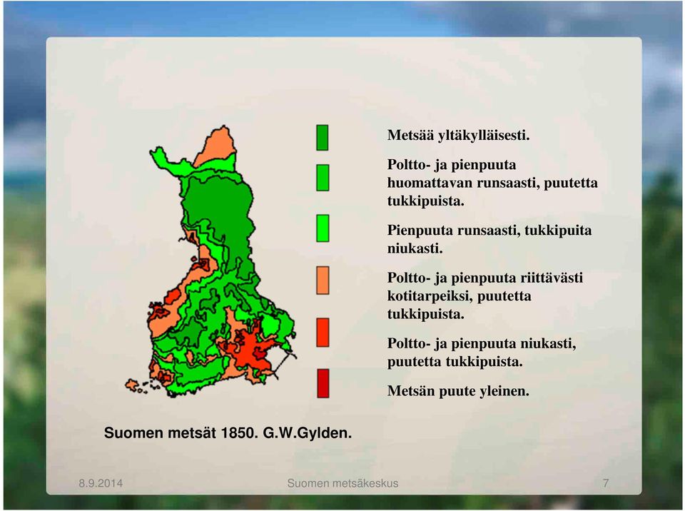 Pienpuuta runsaasti, tukkipuita niukasti.