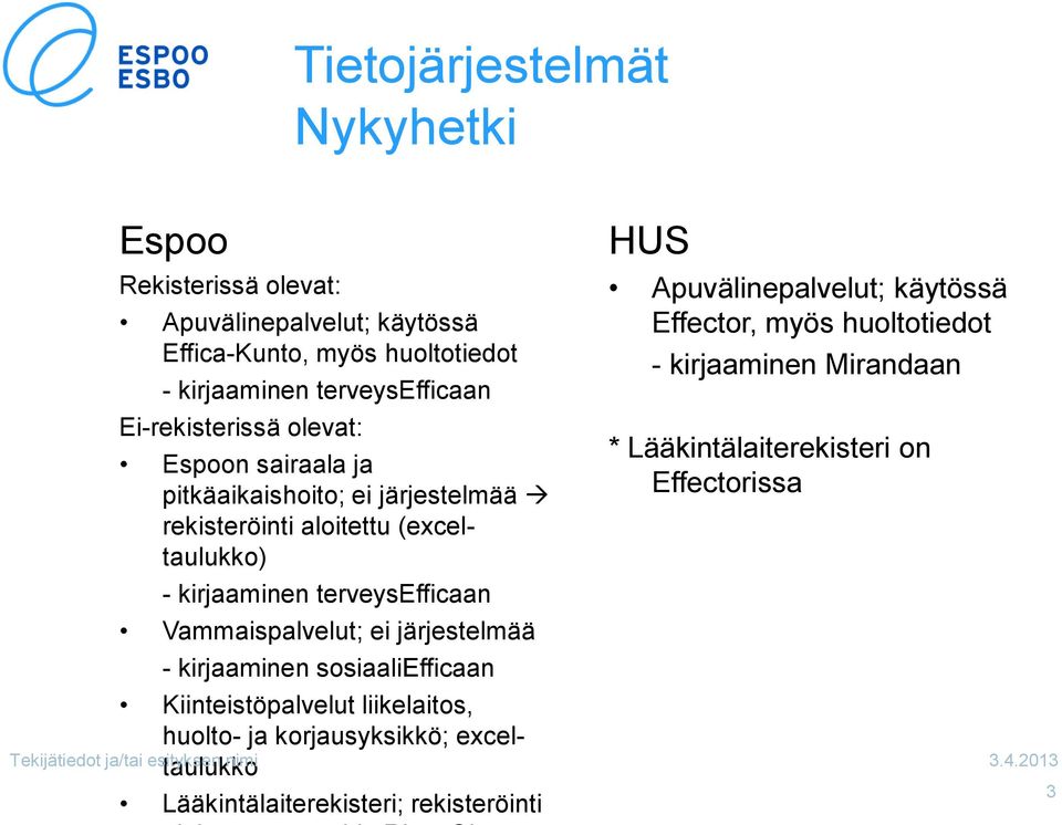 Vammaispalvelut; ei järjestelmää - kirjaaminen sosiaaliefficaan Kiinteistöpalvelut liikelaitos, huolto- ja korjausyksikkö; exceltaulukko