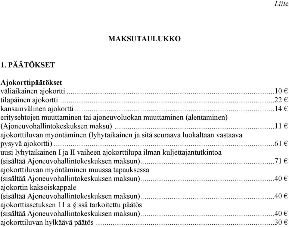 ..11 ajokorttiluvan myöntäminen (lyhytaikainen ja sitä seuraava luokaltaan vastaava pysyvä ajokortti).