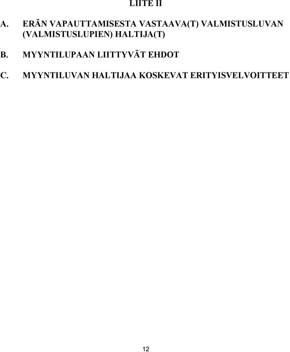 VALMISTUSLUVAN (VALMISTUSLUPIEN) HALTIJA(T)