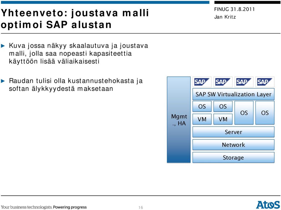 väliaikaisesti Raudan tulisi olla kustannustehokasta ja softan älykkyydestä