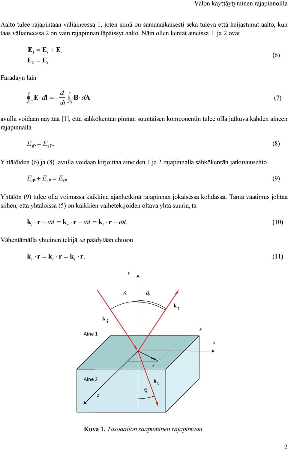 kahden aineenn rajapinnallaa E 1P E 2P.