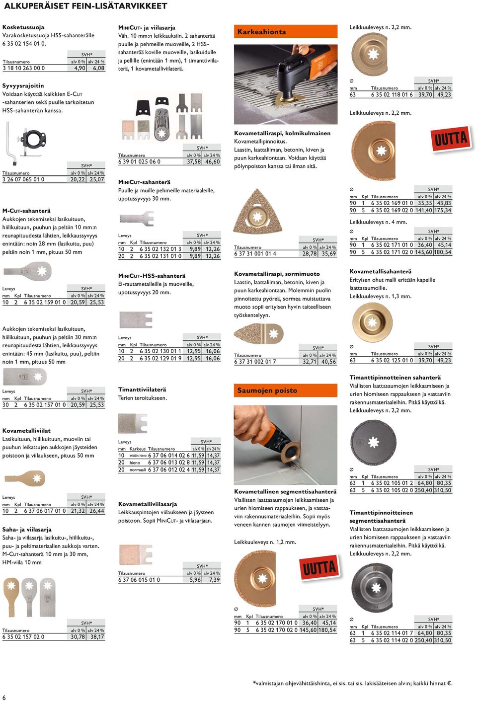 2,2 mm. Syvyysrajoitin Voidaan käyttää kaikkien E-Cut -sahanterien sekä puulle tarkoitetun HSS-sahanterän kanssa. mm 63 6 35 02 118 01 6 39,70 49,23 Leikkuuleveys n. 2,2 mm.