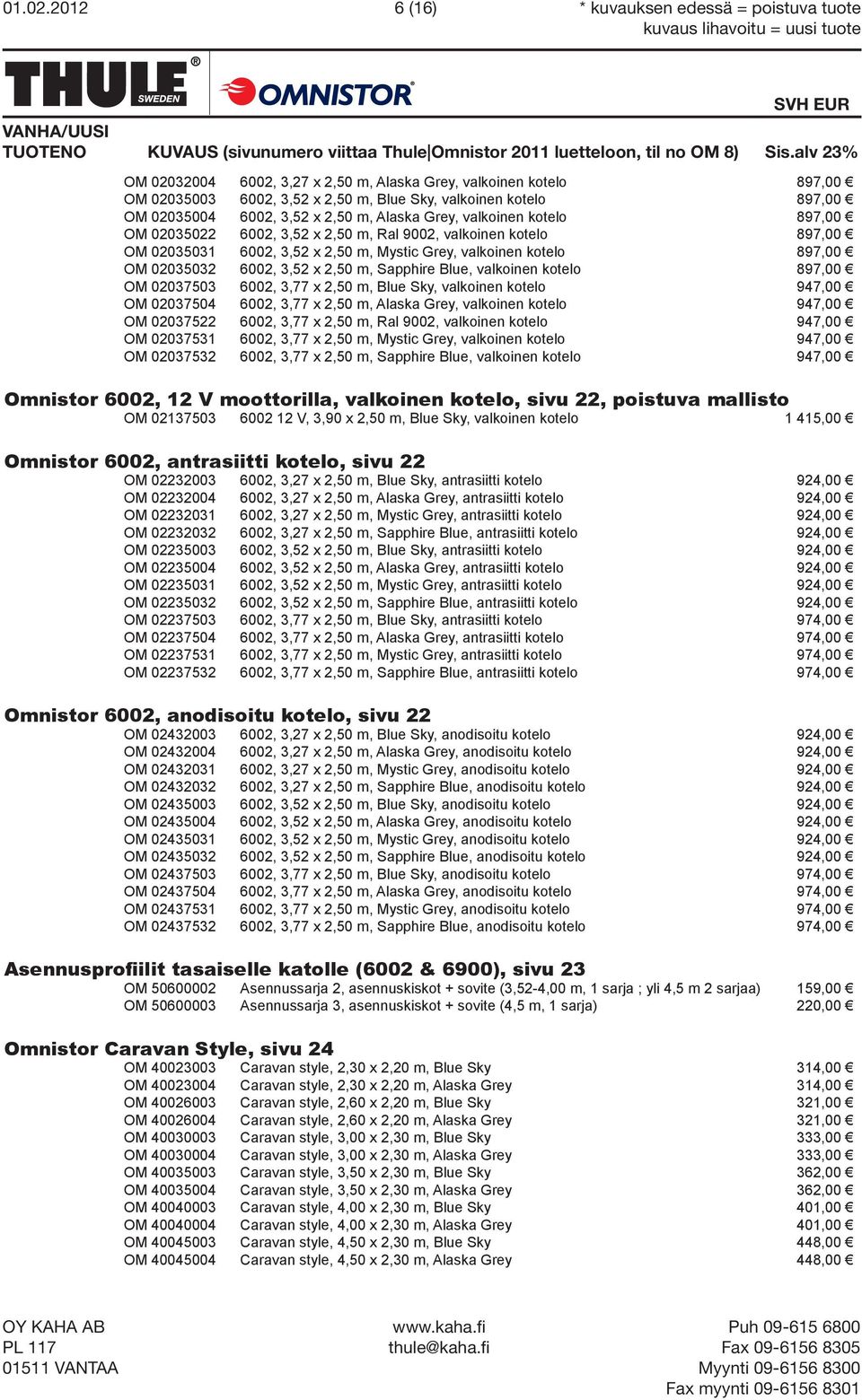 valkoinen kotelo 897,00 OM 02035022 6002, 3,52 x 2,50 m, Ral 9002, valkoinen kotelo 897,00 OM 02035031 6002, 3,52 x 2,50 m, Mystic Grey, valkoinen kotelo 897,00 OM 02035032 6002, 3,52 x 2,50 m,