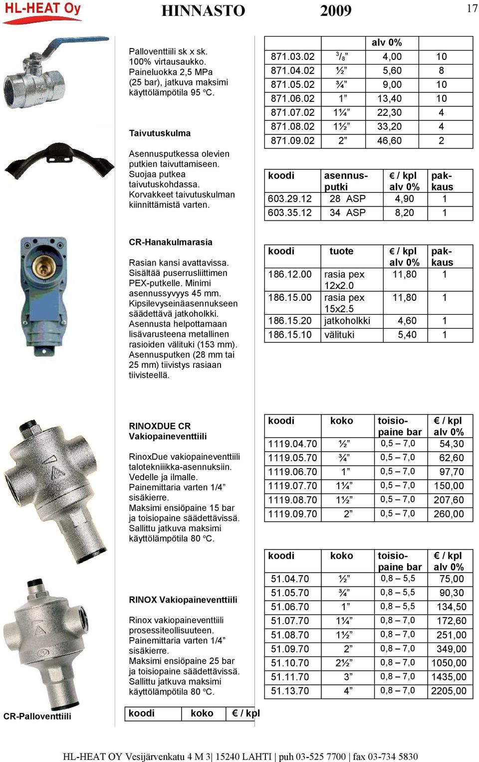 02 2 46,60 2 CR-Hanakulmarasia Rasian kansi avattavissa. Sisältää puserrusliittimen PEX-putkelle. Minimi asennussyvyys 45. Kipsilevyseinäasennukseen säädettävä jatkoholkki.