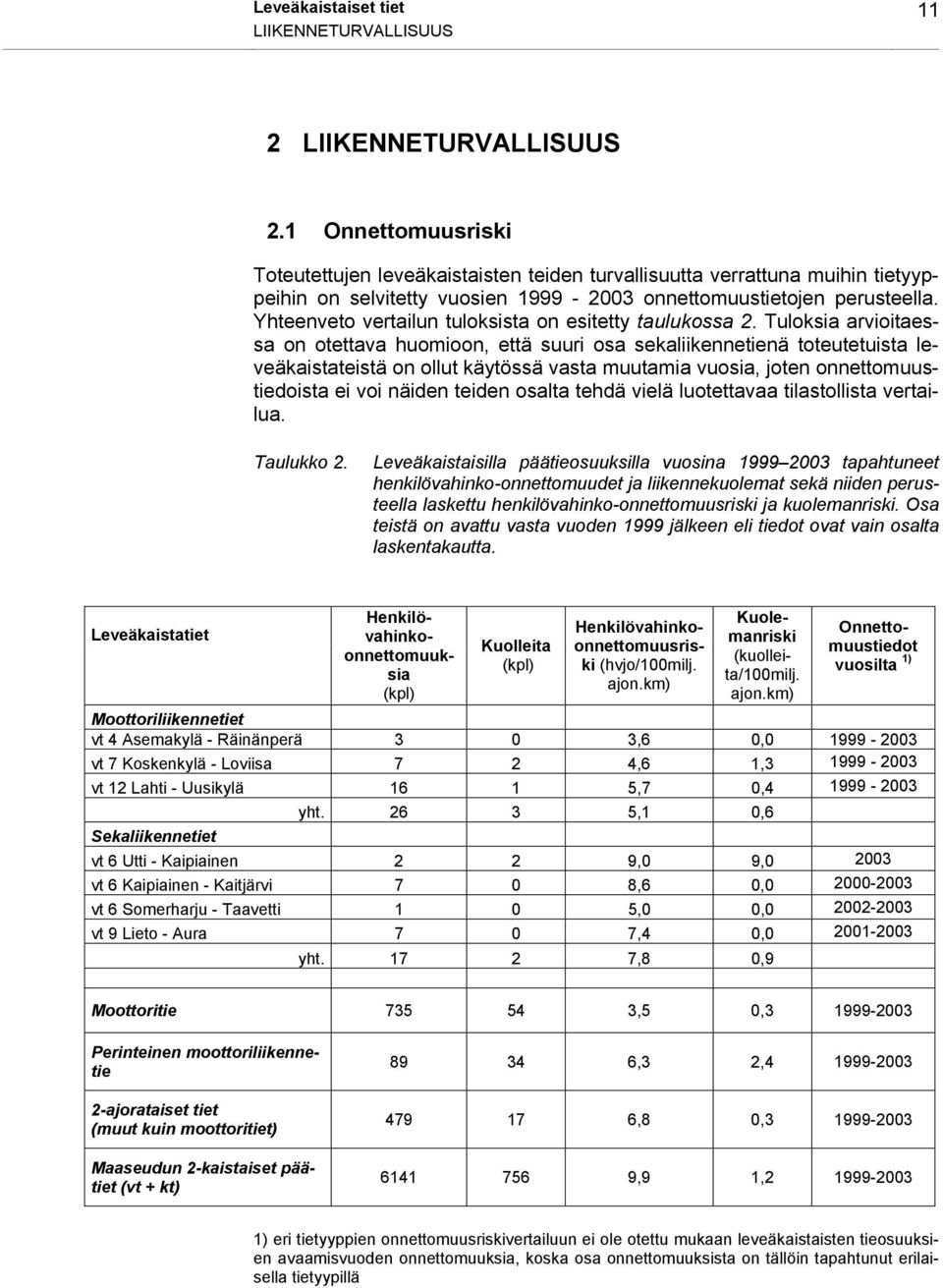 Yhteenveto vertailun tuloksista on esitetty taulukossa 2.