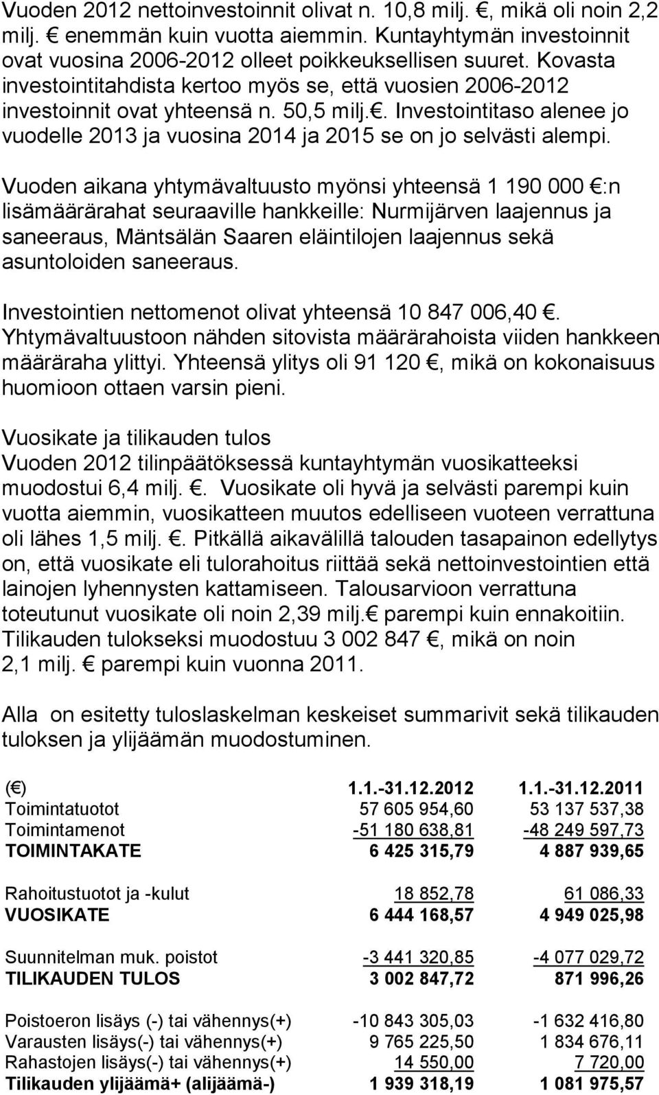 Vuoden aikana yhtymävaltuusto myönsi yhteensä 1 190 000 :n lisämäärärahat seuraaville hankkeille: Nurmijärven laajennus ja saneeraus, Mäntsälän Saaren eläintilojen laajennus sekä asuntoloiden