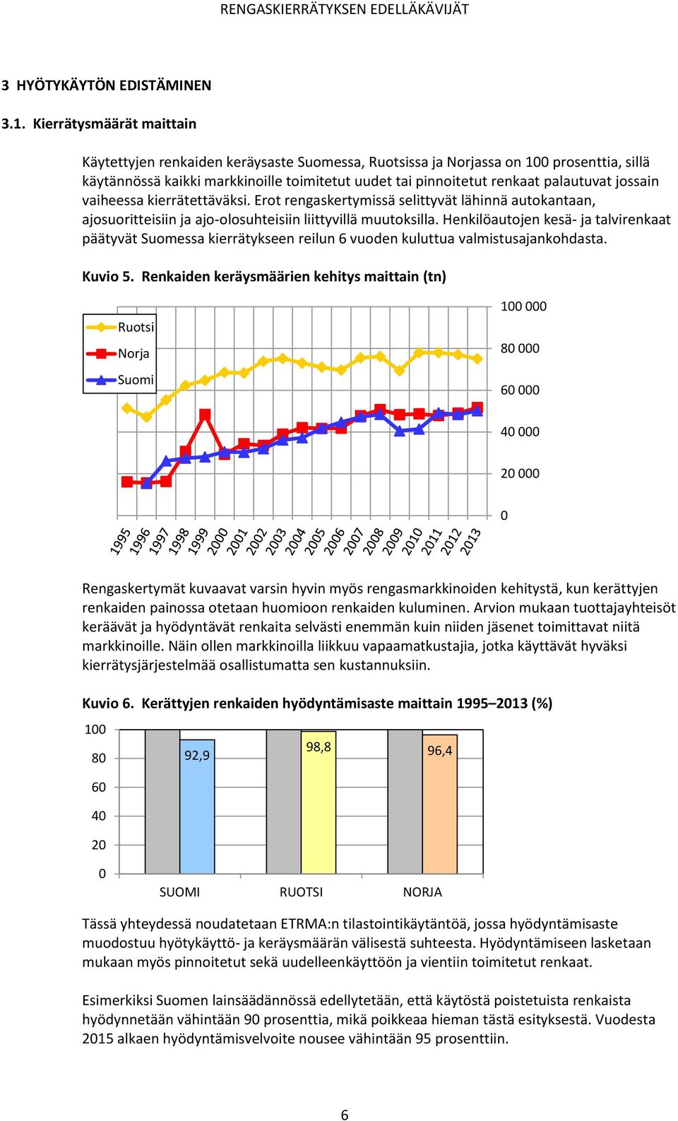 jossain vaiheessa kierrätettäväksi. Erot rengaskertymissä selittyvät lähinnä autokantaan, ajosuoritteisiin ja ajo-olosuhteisiin liittyvillä muutoksilla.