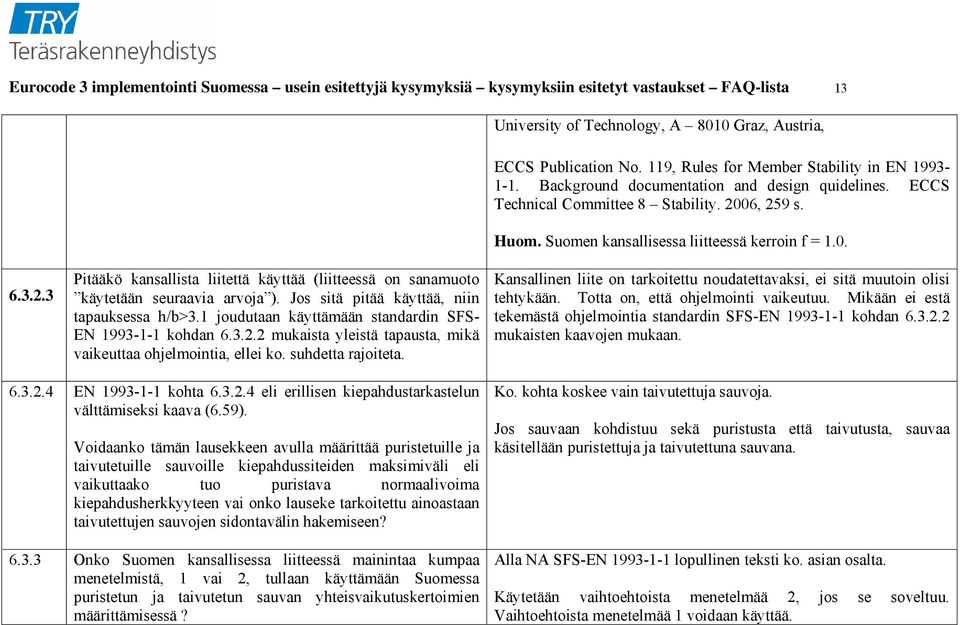 0. 6.3.2.3 Pitääkö kansallista liitettä käyttää (liitteessä on sanamuoto käytetään seuraavia arvoja ). Jos sitä pitää käyttää, niin tapauksessa h/b>3.