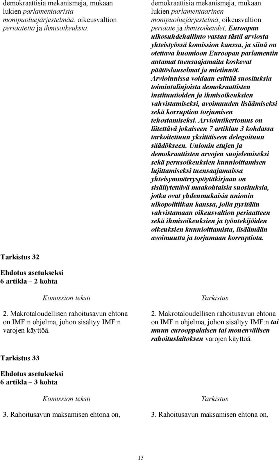 Euroopan ulkosuhdehallinto vastaa tästä arviosta yhteistyössä komission kanssa, ja siinä on otettava huomioon Euroopan parlamentin antamat tuensaajamaita koskevat päätöslauselmat ja mietinnöt.