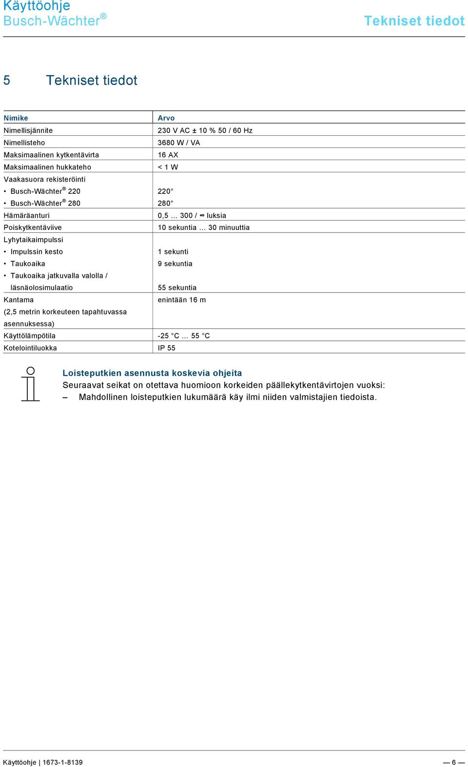 9\mod_1268898668093_0.docx @ 184562 @ 221 @ 1 Busch-Wächter Tekniset tiedot Pos: 23 /#Neustruktur#/Online-Dokumentation (+KNX)/Überschriften (--> Für alle Dokumente <--)/1.