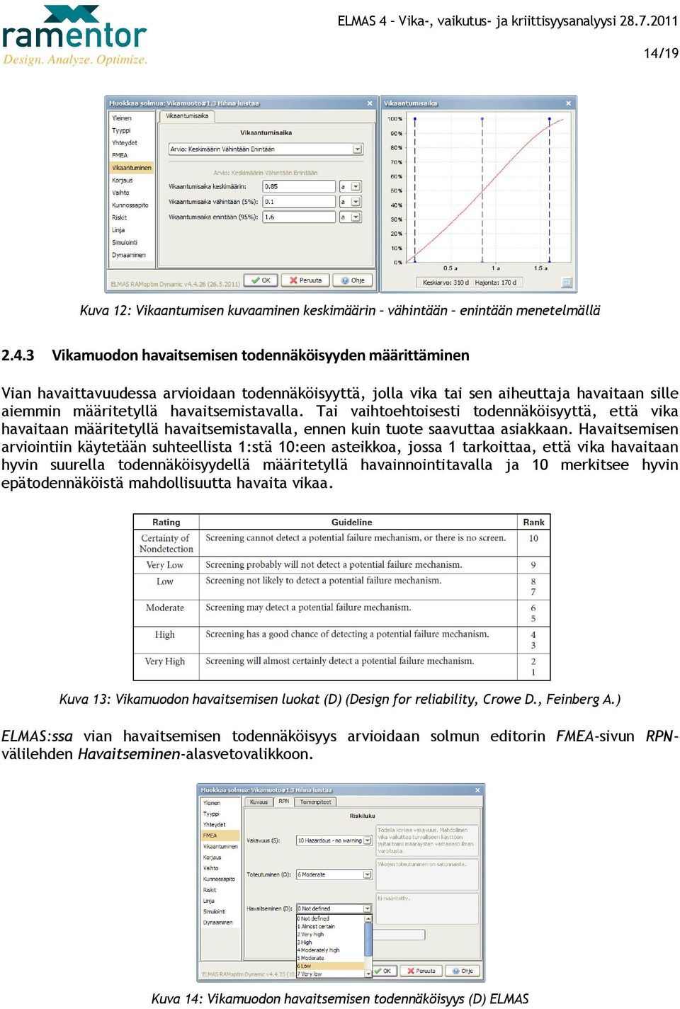 Havaitsemisen arviointiin käytetään suhteellista 1:stä 10:een asteikkoa, jossa 1 tarkoittaa, että vika havaitaan hyvin suurella la todennäköisyydellä määritetyllä havainnointitavalla ja 10 merkitsee