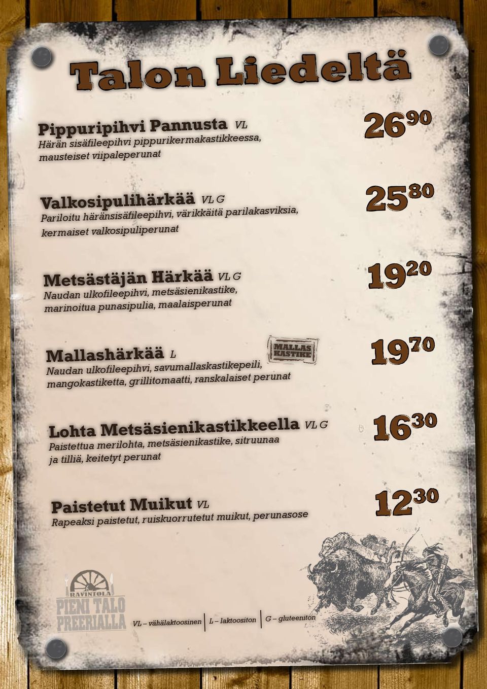 Mallashärkää um allaskastikepeili, Naudan ulkofileepihvi, sav skalaiset perunat mangokastiketta, grillitomaatti, ran ikastikkeella G Lohta Metsäsien