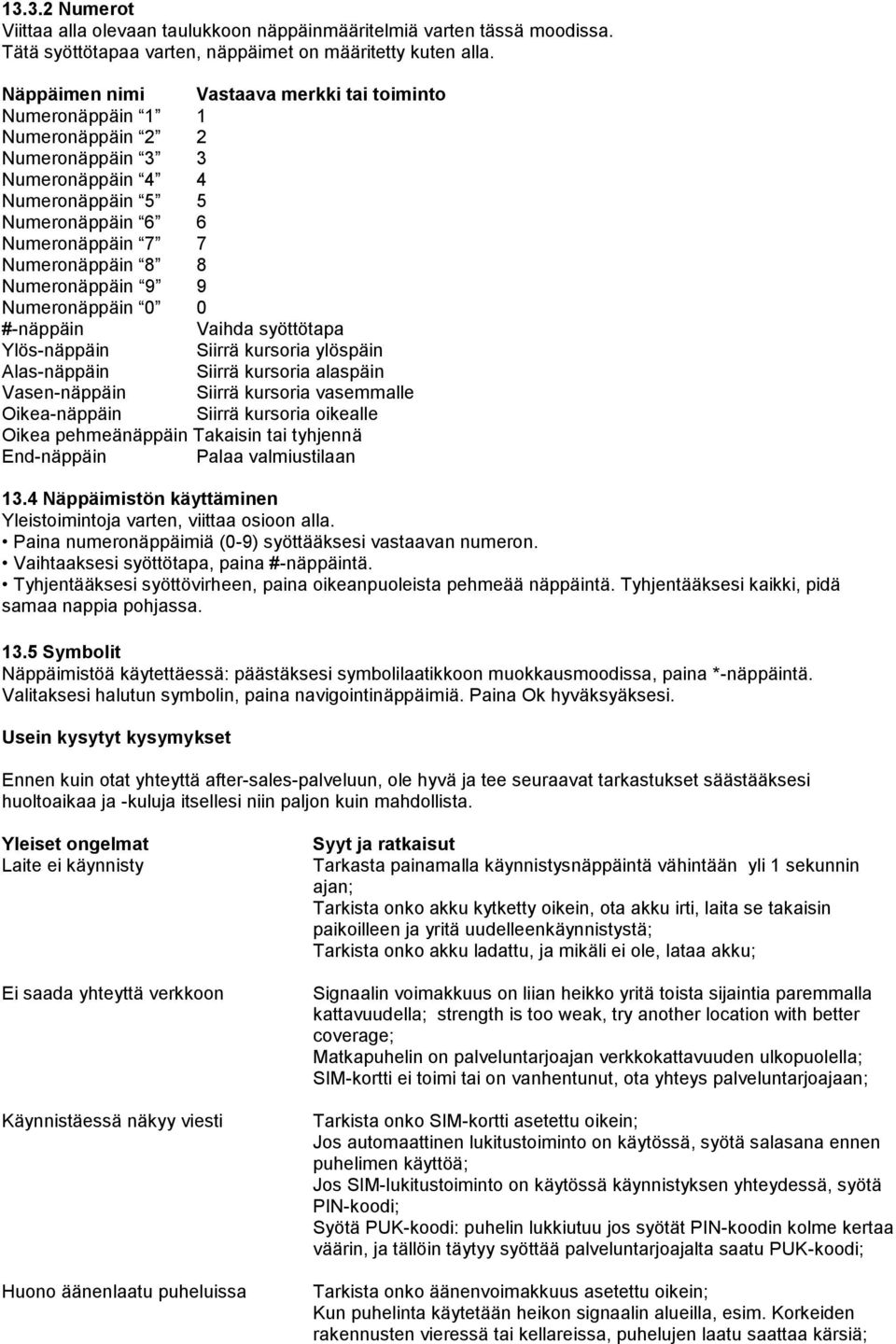 Numeronäppäin 9 9 Numeronäppäin 0 0 #-näppäin Vaihda syöttötapa Ylös-näppäin Siirrä kursoria ylöspäin Alas-näppäin Siirrä kursoria alaspäin Vasen-näppäin Siirrä kursoria vasemmalle Oikea-näppäin