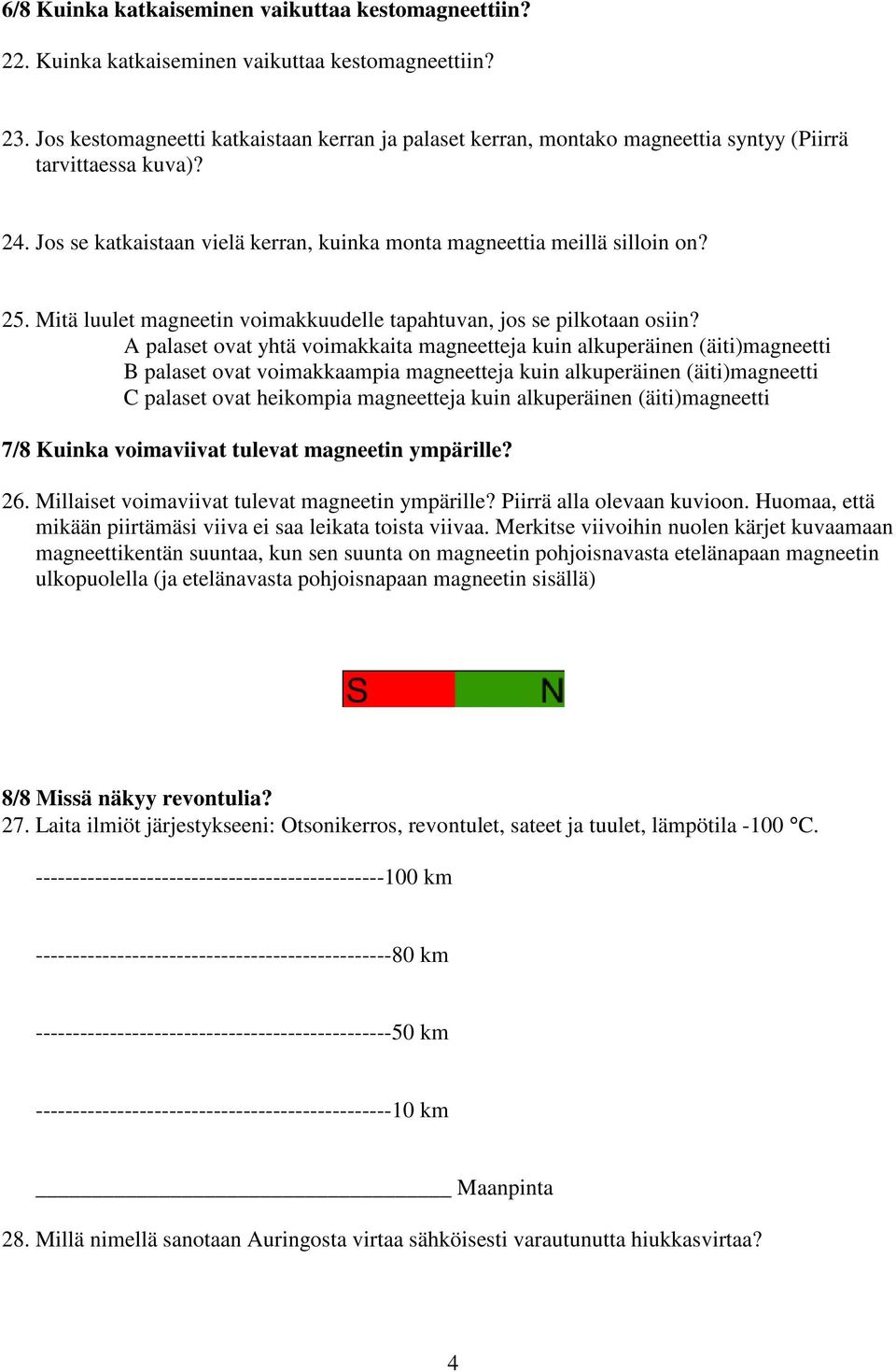 Mitä luulet magneetin voimakkuudelle tapahtuvan, jos se pilkotaan osiin?