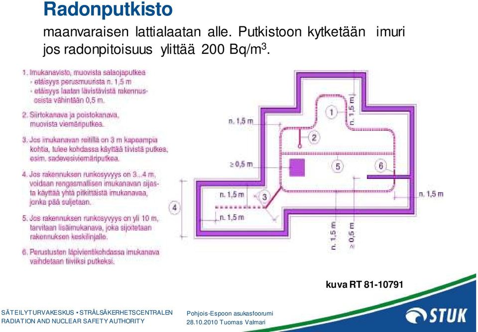 Putkistoon kytketään imuri jos