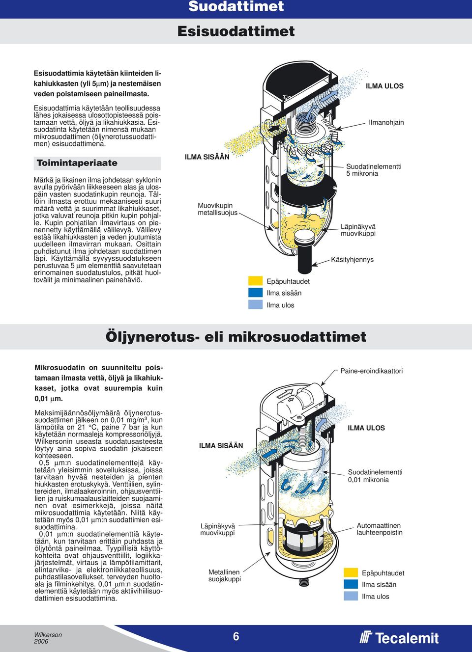 Esisuodatinta käytetään nimensä mukaan mikrosuodattimen (öljynerotussuodattimen) esisuodattimena.