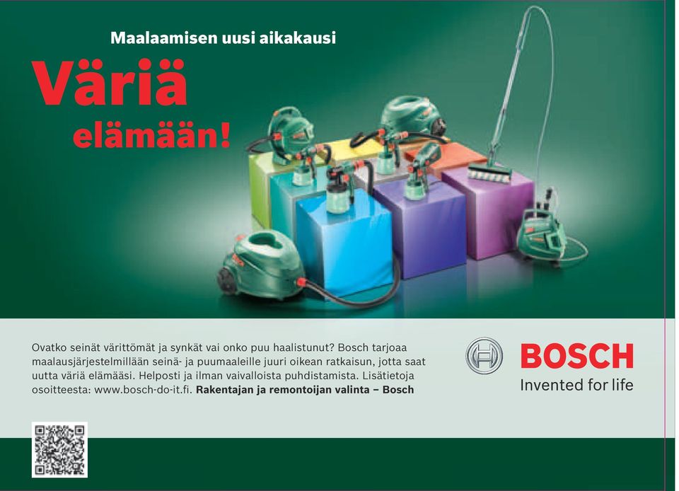 Bosch tarjoaa maalausjärjestelmillään seinä- ja puumaaleille juuri oikean ratkaisun,