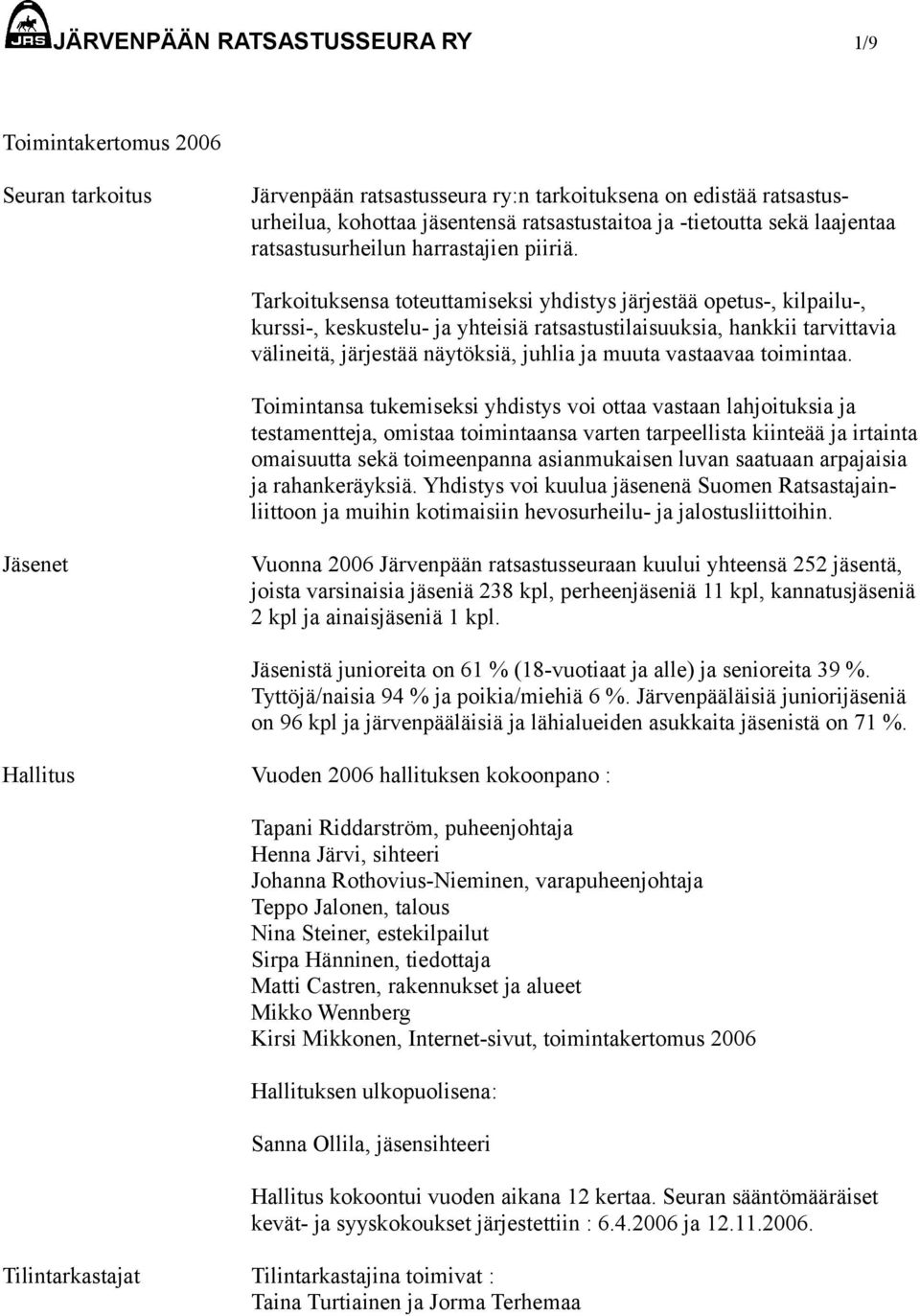 Tarkoituksensa toteuttamiseksi yhdistys järjestää opetus-, kilpailu-, kurssi-, keskustelu- ja yhteisiä ratsastustilaisuuksia, hankkii tarvittavia välineitä, järjestää näytöksiä, juhlia ja muuta