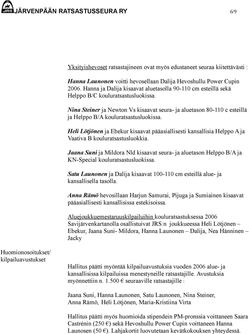 Nina Steiner ja Newton Vs kisaavat seura- ja aluetason 80-110 c esteillä ja Helppo B/A kouluratsastusluokissa.