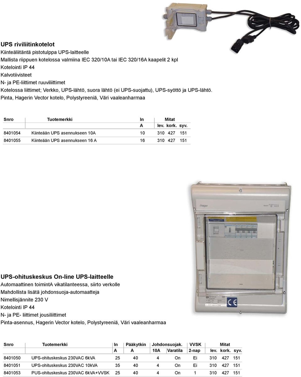 Pinta, Hagerin Vector kotelo, Polystyreeniä, Väri vaaleanharmaa Snro Tuotemerkki In Mitat A lev. kork. syv.