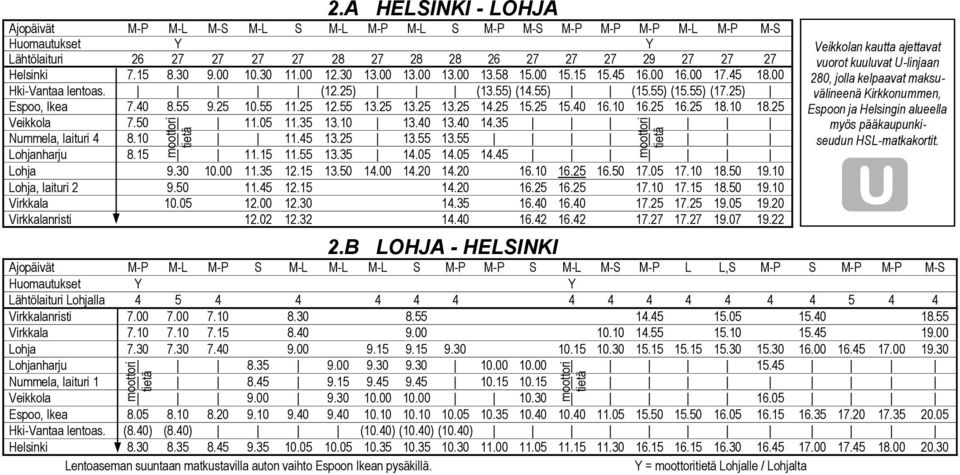 00 10.30 11.00 12.30 13.00 13.00 13.00 13.58 15.00 15.15 15.45 16.00 16.00 17.45 18.00 Hki-Vantaa lentoas. (12.25) (13.55) (14.55) (15.55) (15.55) (17.25) Espoo, Ikea 7.40 8.55 9.25 10.55 11.25 12.