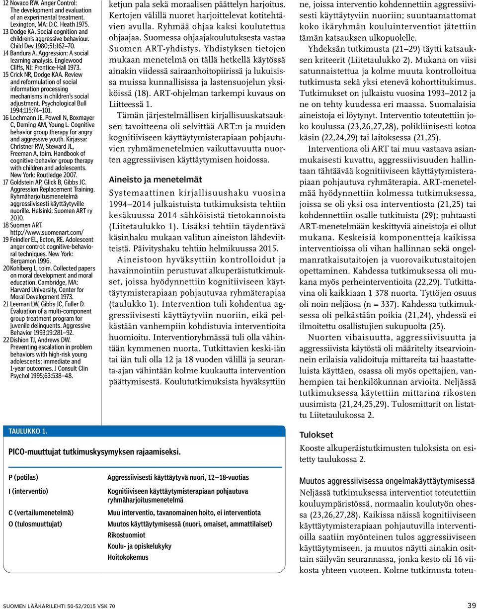 Review and reformulation of social information processing mechanisms in children s social adjustment. Psychological Bull 1994;115:74 101. 16 Lochmann JE, Powell N, Boxmayer C, Deming AM, Young L.