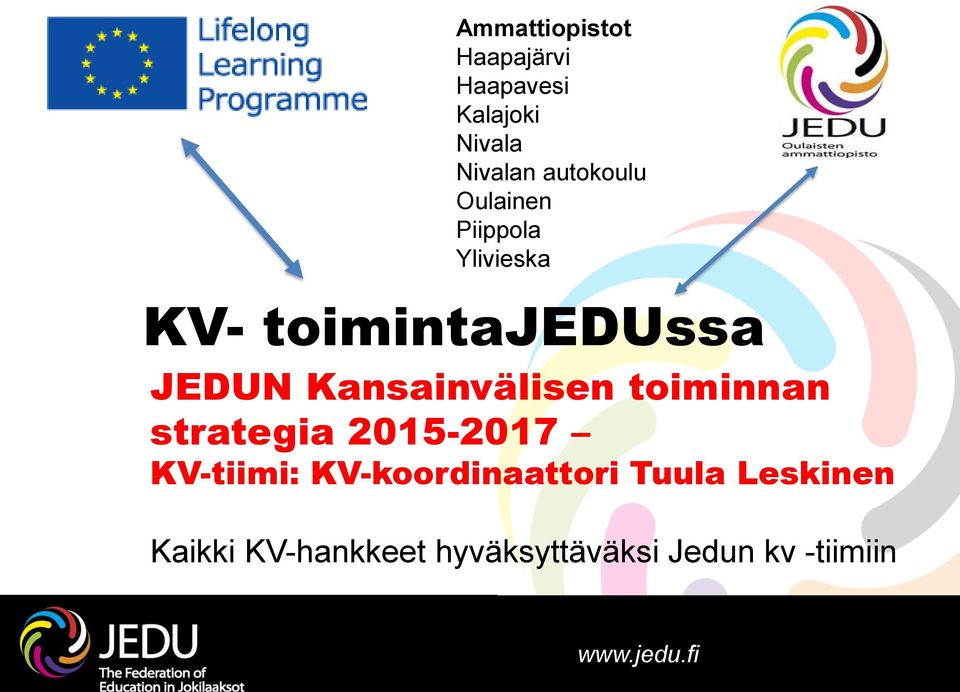 Kansainvälisen toiminnan strategia 2015-2017 KV-tiimi: