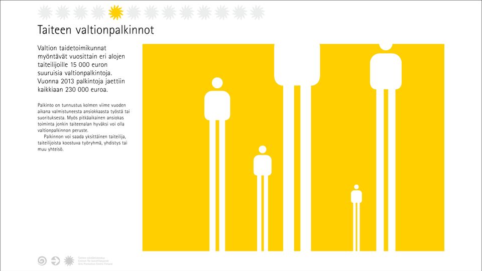 Palkinto on tunnustus kolmen viime vuoden aikana valmistuneesta ansiokkaasta työstä tai suorituksesta.