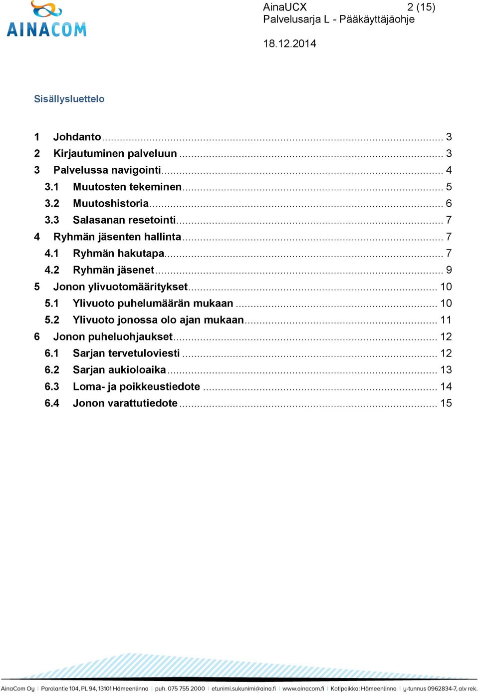 .. 9 5 Jonon ylivuotomääritykset... 10 5.1 Ylivuoto puhelumäärän mukaan... 10 5.2 Ylivuoto jonossa olo ajan mukaan.