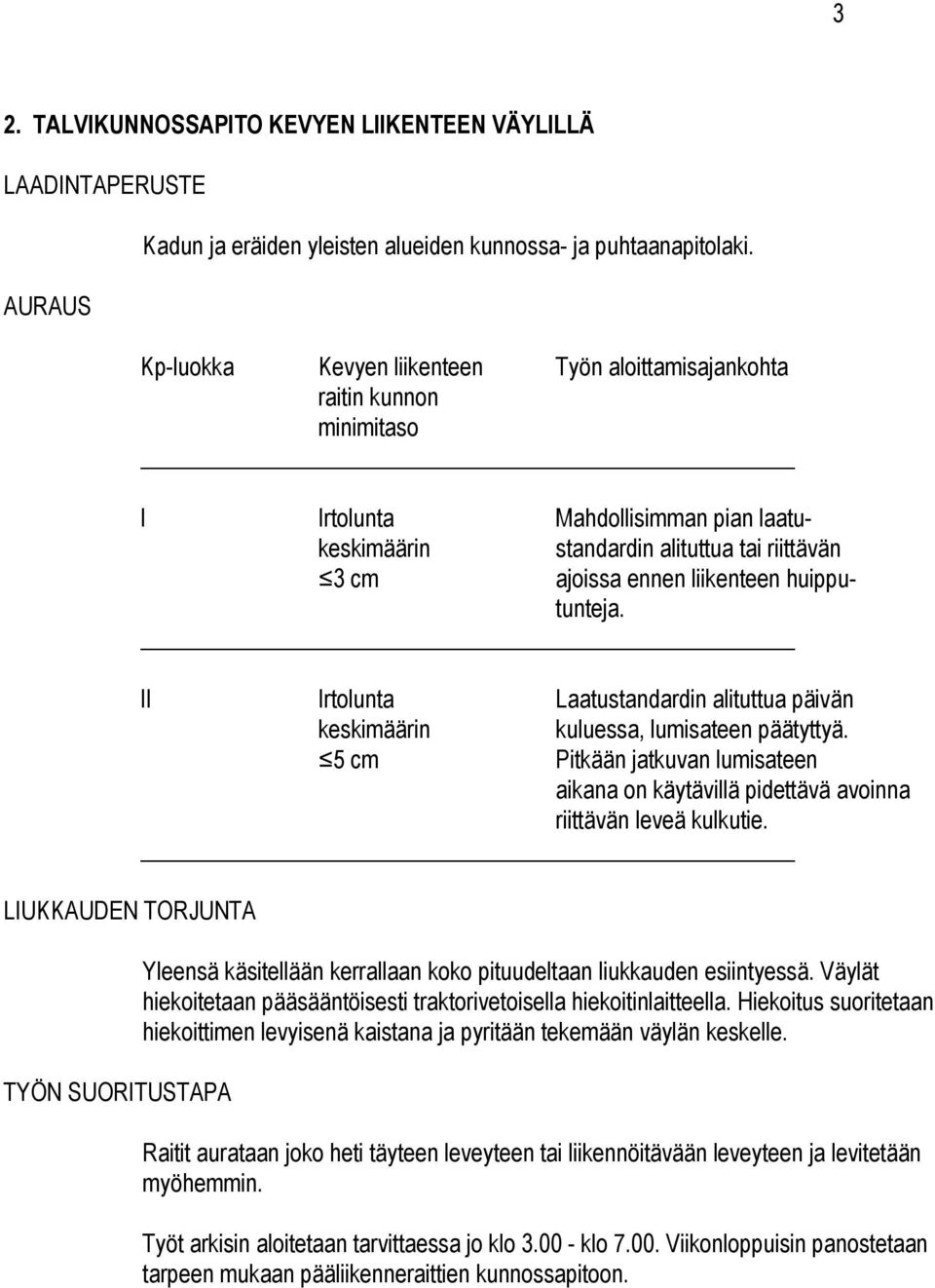 Yleensä käsitellään kerrallaan koko pituudeltaan liukkauden esiintyessä. Väylät hiekoitetaan pääsääntöisesti traktorivetoisella hiekoitinlaitteella.