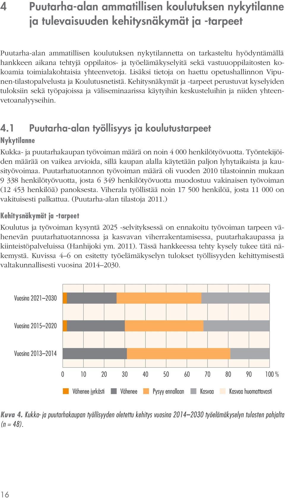 Kehitysnäkymät ja -tarpeet perustuvat kyselyiden tuloksiin sekä työpajoissa ja väliseminaarissa käytyihin keskusteluihin ja niiden yhteenvetoanalyyseihin. 4.