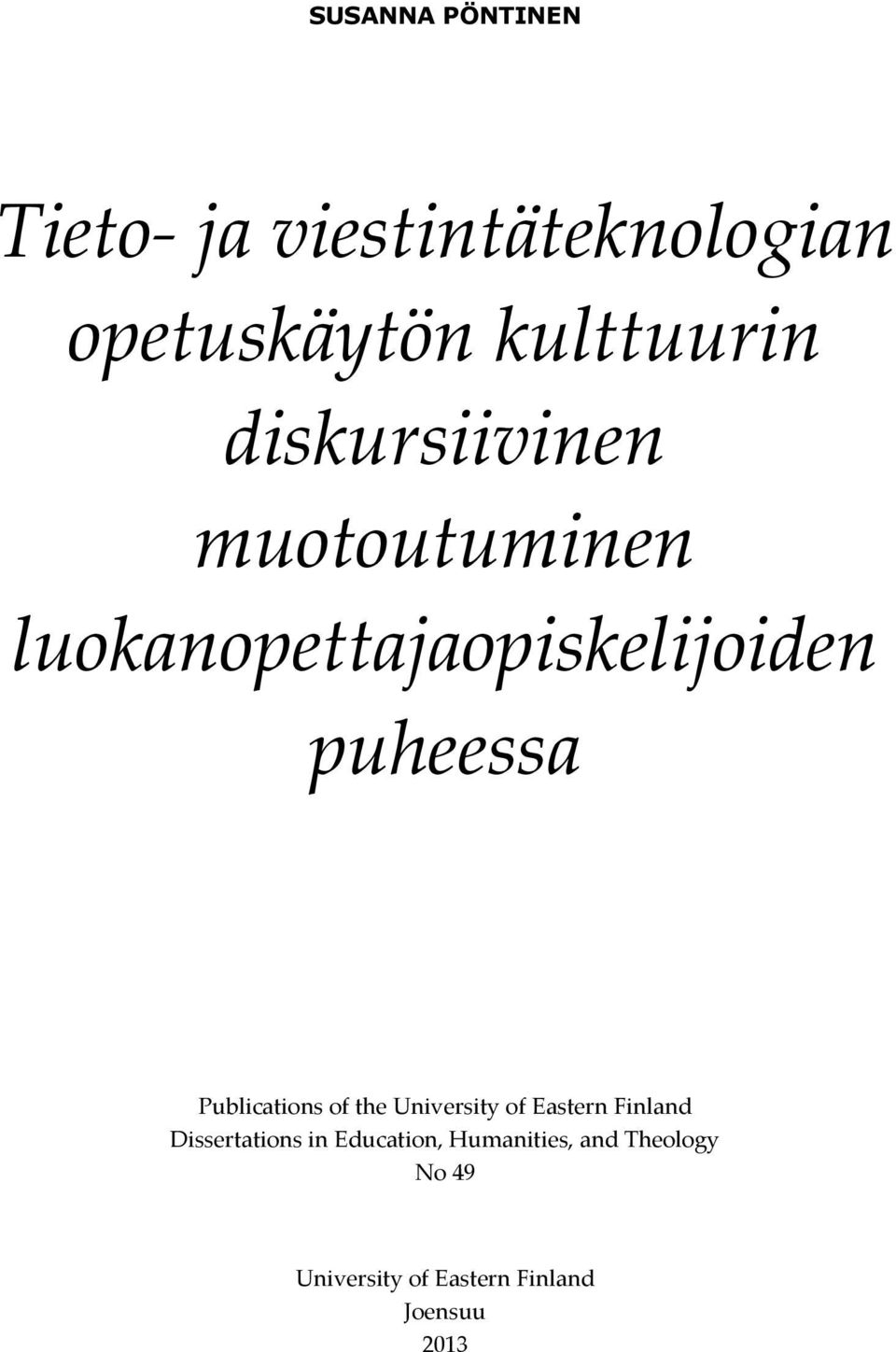 Publications of the University of Eastern Finland Dissertations in