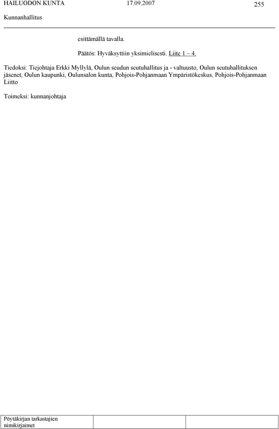 valtuusto, Oulun seutuhallituksen jäsenet, Oulun kaupunki, Oulunsalon