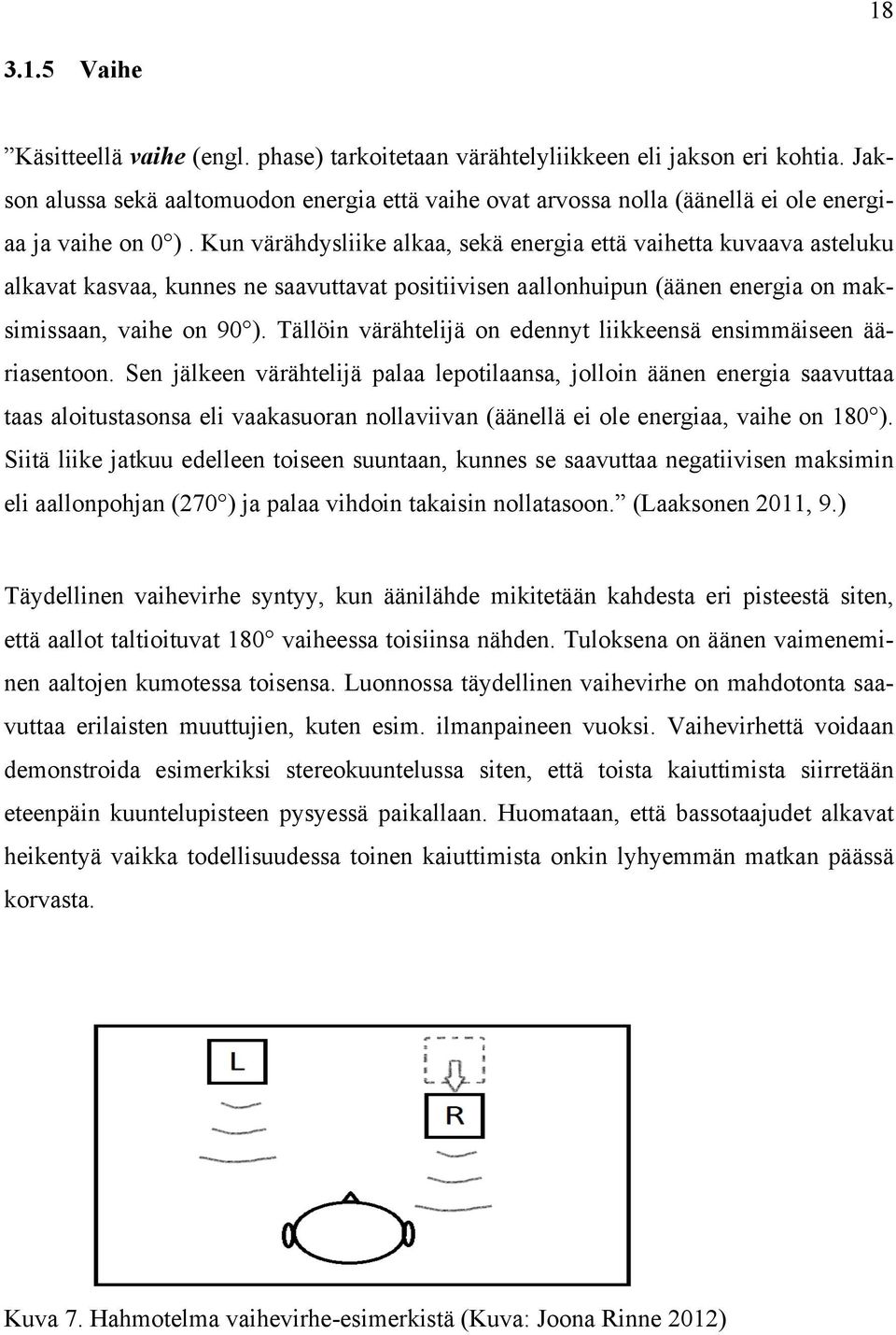 Kun värähdysliike alkaa, sekä energia että vaihetta kuvaava asteluku alkavat kasvaa, kunnes ne saavuttavat positiivisen aallonhuipun (äänen energia on maksimissaan, vaihe on 90 ).