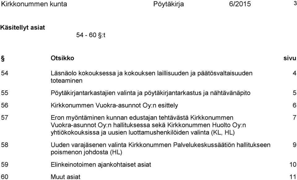 kunnan edustajan tehtävästä Kirkkonummen Vuokra-asunnot Oy:n hallituksessa sekä Kirkkonummen Huolto Oy:n yhtiökokouksissa ja uusien luottamushenkilöiden