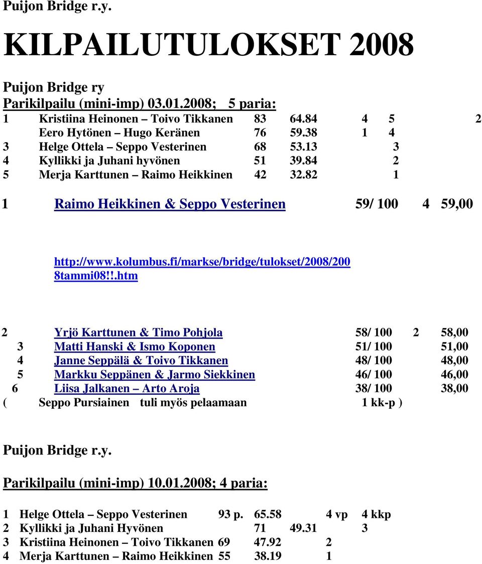 kolumbus.fi/markse/bridge/tulokset/2008/200 8tammi08!