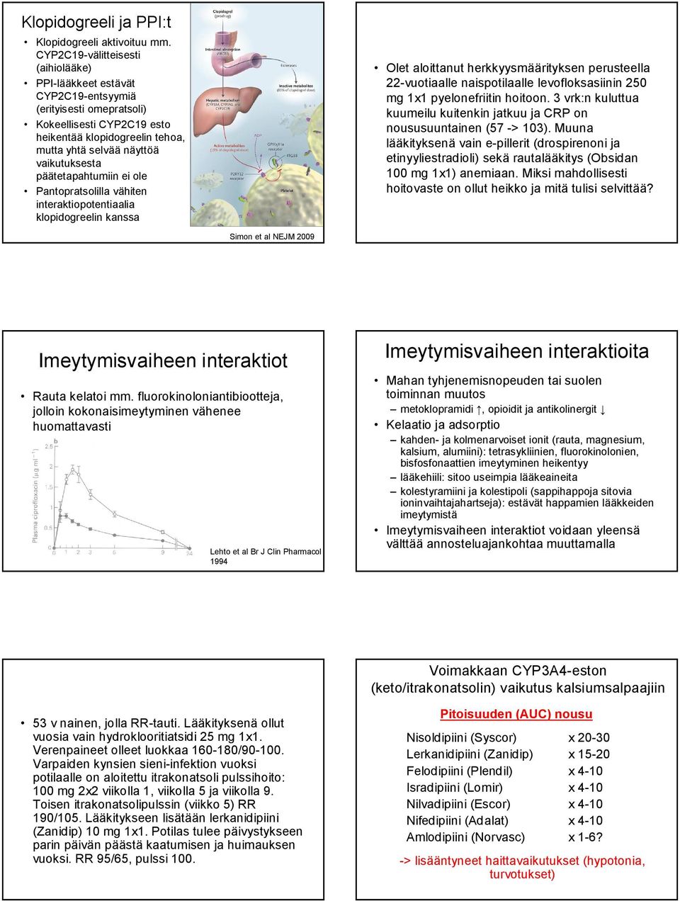 päätetapahtumiin ei ole Pantopratsolilla vähiten interaktiopotentiaalia klopidogreelin kanssa Olet aloittanut herkkyysmäärityksen perusteella 22 vuotiaalle naispotilaalle levofloksasiinin 250 mg 1x1