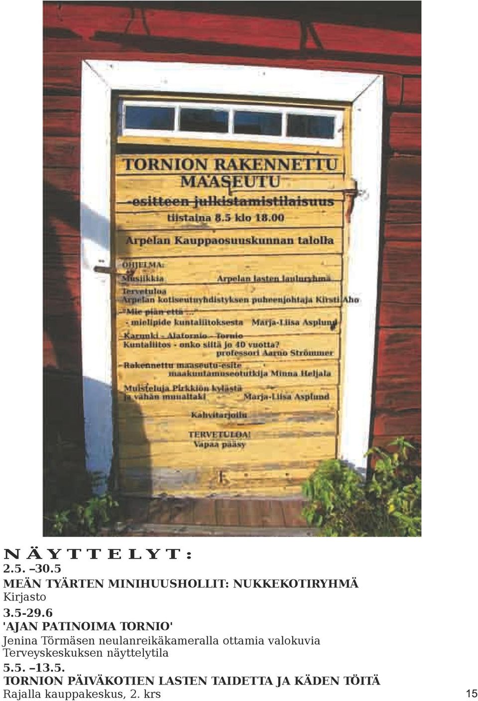 6 'AJAN PATINOIMA TORNIO' Jenina Törmäsen neulanreikäkameralla ottamia