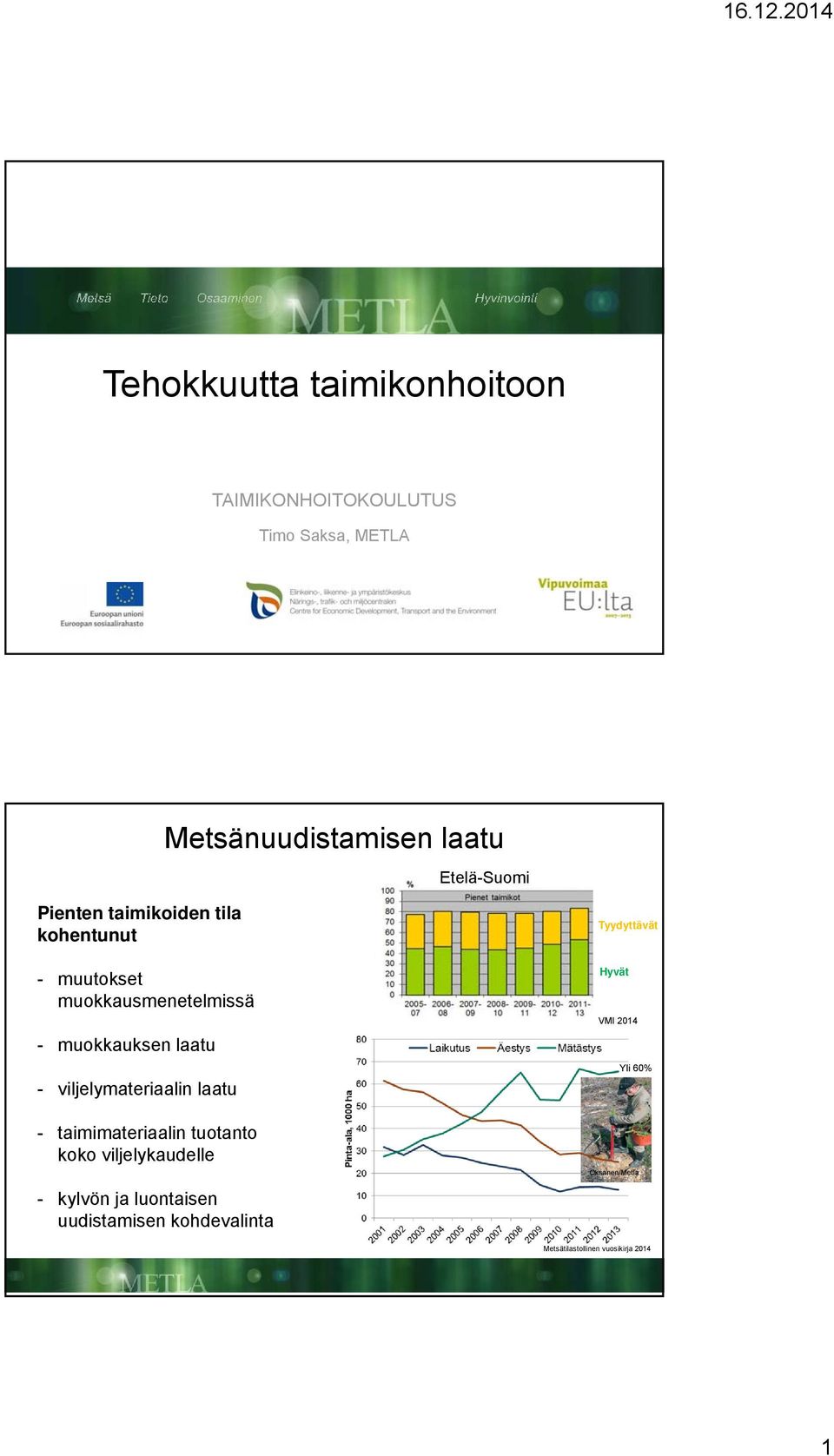 laatu - taimimateriaalin tuotanto koko viljelykaudelle - kylvön ja luontaisen uudistamisen