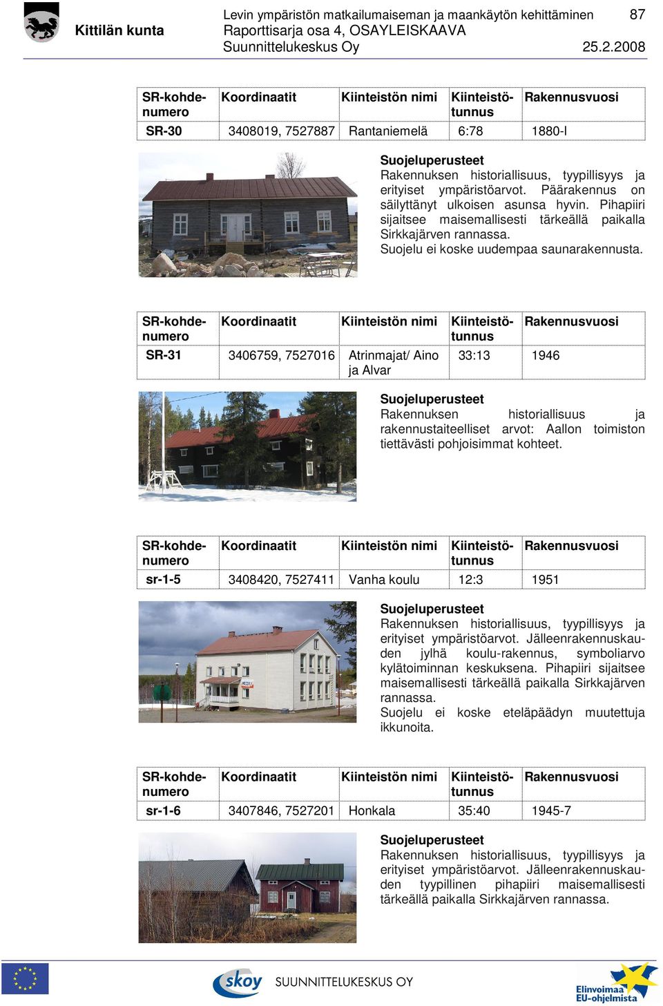 SR-31 3406759, 7527016 Atrinmajat/ Aino ja Alvar 33:13 1946 Rakennuksen historiallisuus ja rakennustaiteelliset arvot: Aallon toimiston tiettävästi pohjoisimmat kohteet.