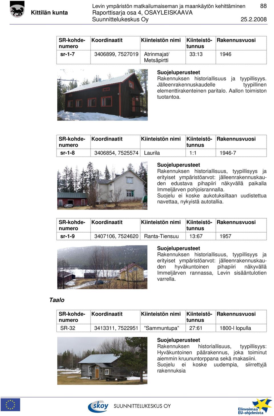 sr-1-8 3406854, 7525574 Laurila Kiinteistö- 1:1 1946-7 erityiset ympäristöarvot: jälleenrakennuskauden edustava pihapiiri näkyvällä paikalla Immeljärven pohjoisrannalla.