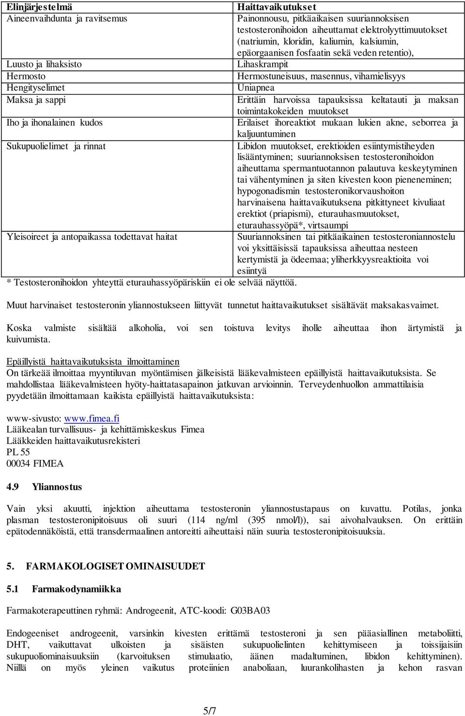 tapauksissa keltatauti ja maksan toimintakokeiden muutokset Iho ja ihonalainen kudos Erilaiset ihoreaktiot mukaan lukien akne, seborrea ja kaljuuntuminen Sukupuolielimet ja rinnat Libidon muutokset,