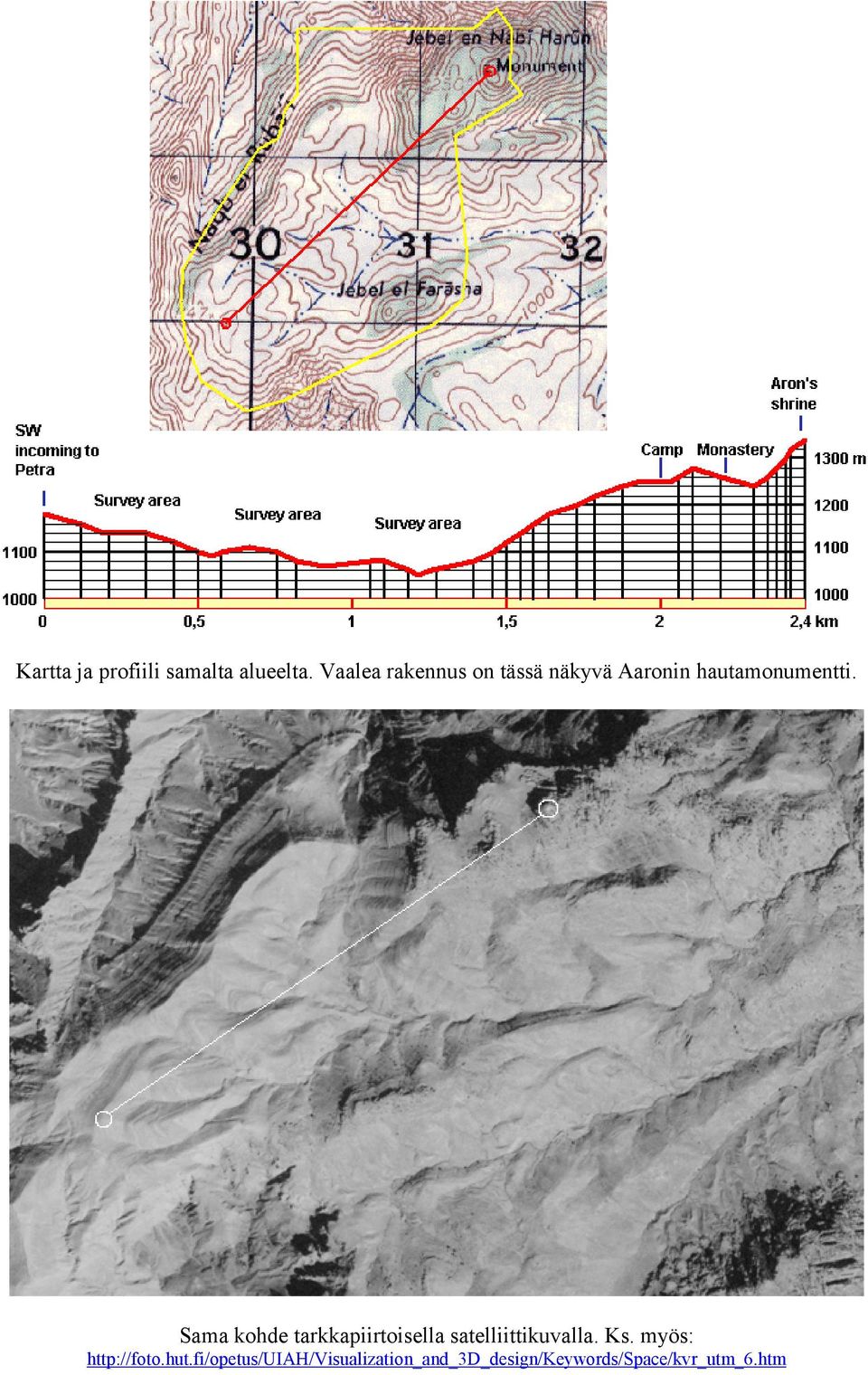 Sama kohde tarkkapiirtoisella satelliittikuvalla. Ks.