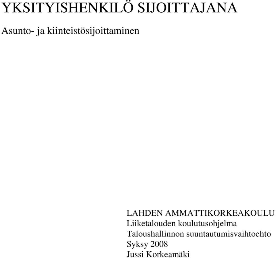 AMMATTIKORKEAKOULU Liiketalouden