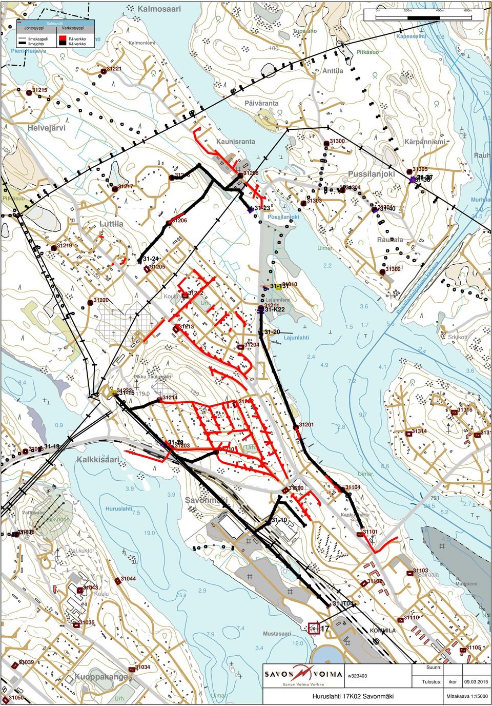 3 Rauhan Kärpänniemi Tupa-aho Anttila Pussilanjoki Rauhala Uimar. 2.2 Lajunlahti 3.6 1.7 1.5 2.4 4.9 4.1 7.2 9.7 2.8 Murhilahti 5.0 24.5 100 Hotelli Pussilantaipaleen kanava 5.5 Srk.koti 3.6 8.